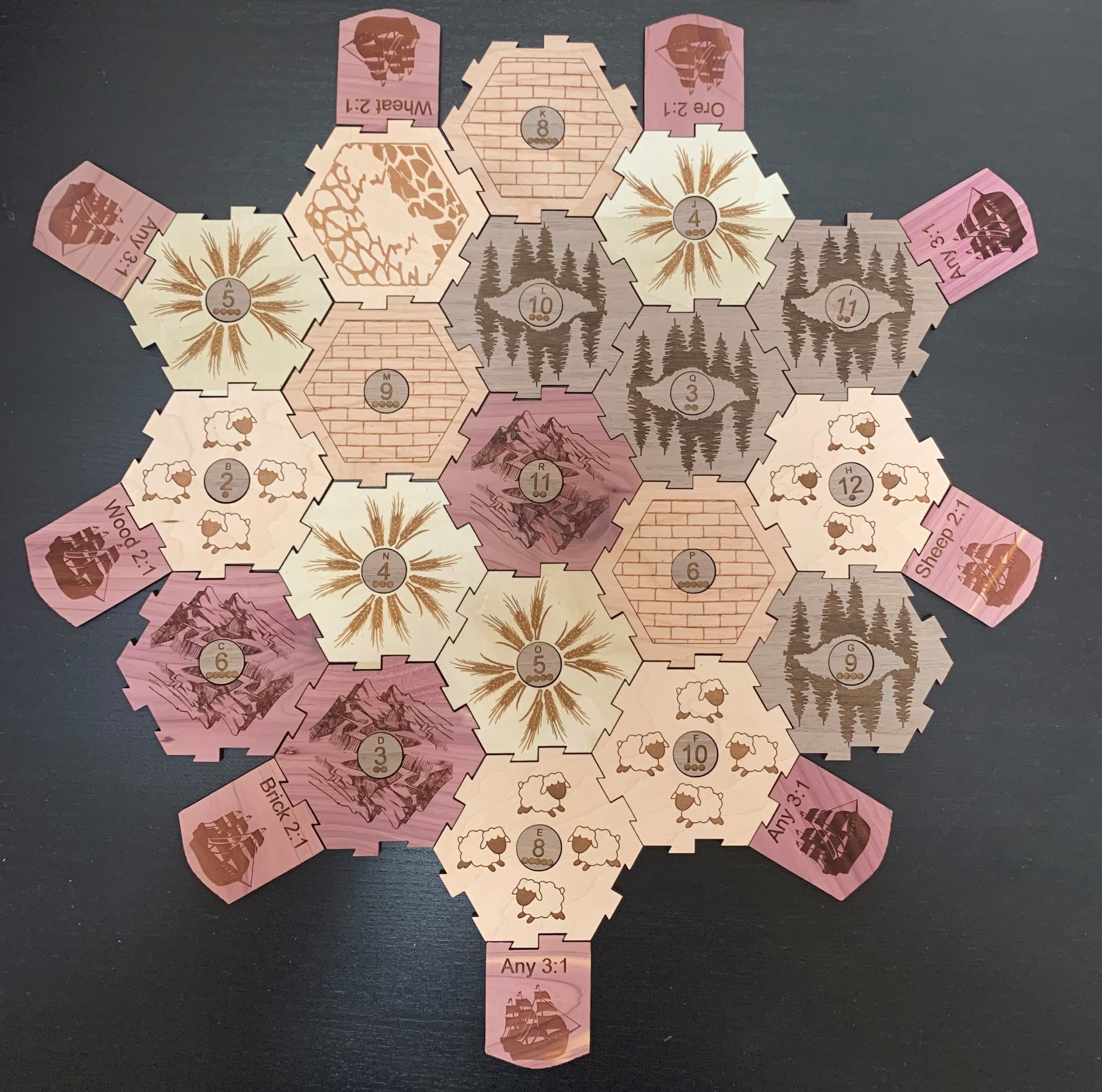 wooden settlers of catan board